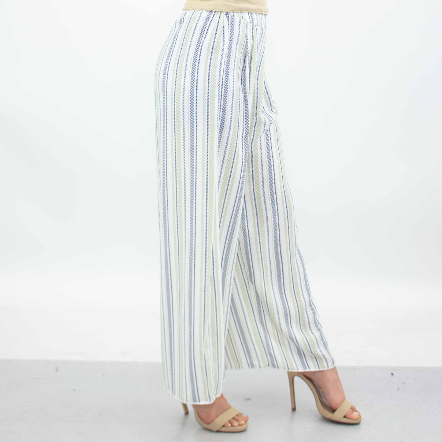 Side Slit Wide Leg Pants-Green