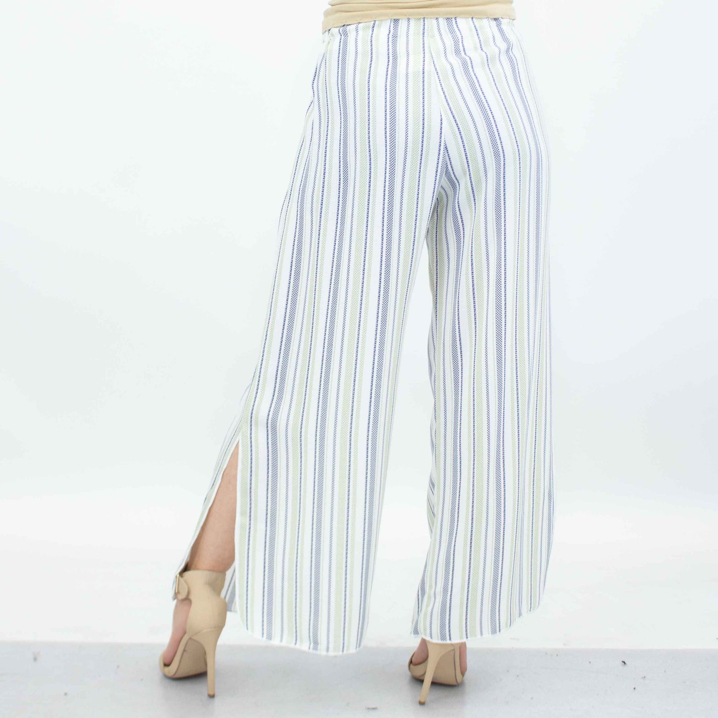 Side Slit Wide Leg Pants-Green