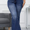 Aila Dark Blue Plus Size Stitching Flare Jeans